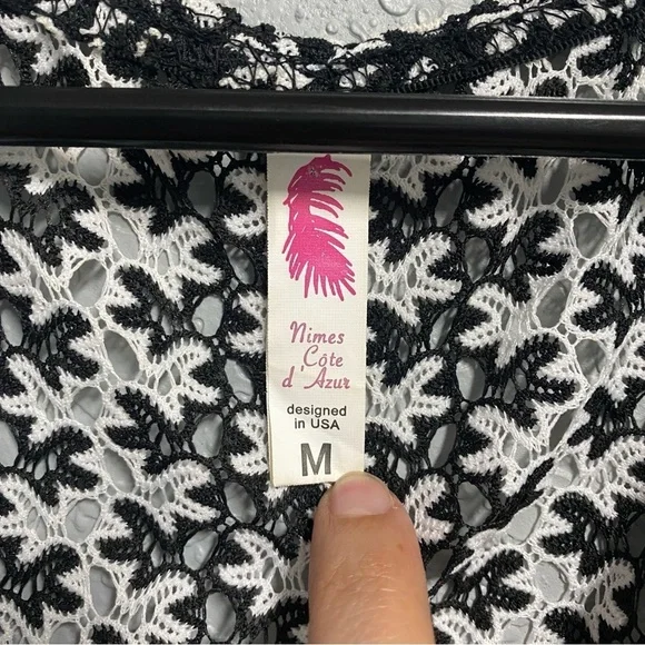 Eyelet Swim Coverup Beachwear Womens Size Medium Long Sleeve Adjustable Waist - Picture 4 of 6